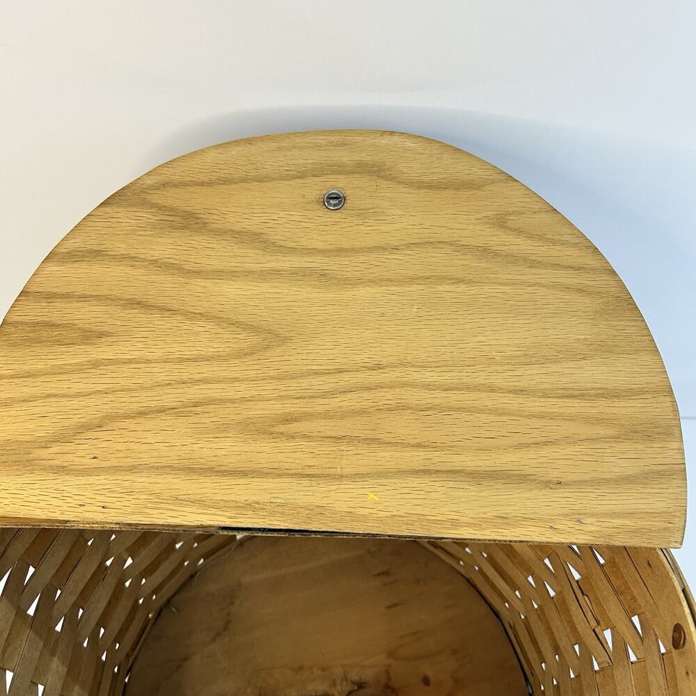 Vintage 1986 Longaberger Sewing Yarn Basket Leather Hinged Lid Painted - Picture 7 of 16